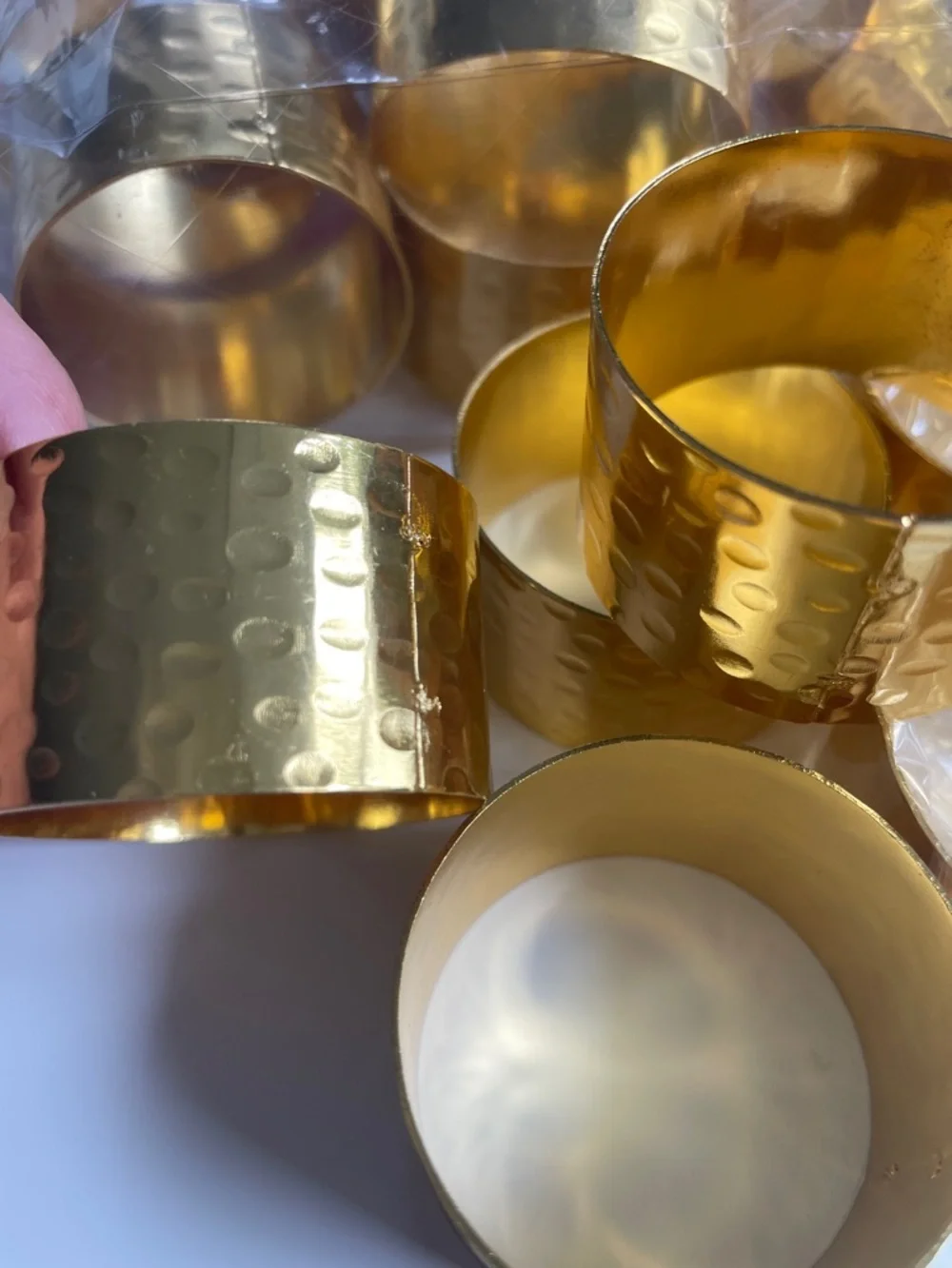 Gold Hammered Metal Napkin Rings - Set of 20